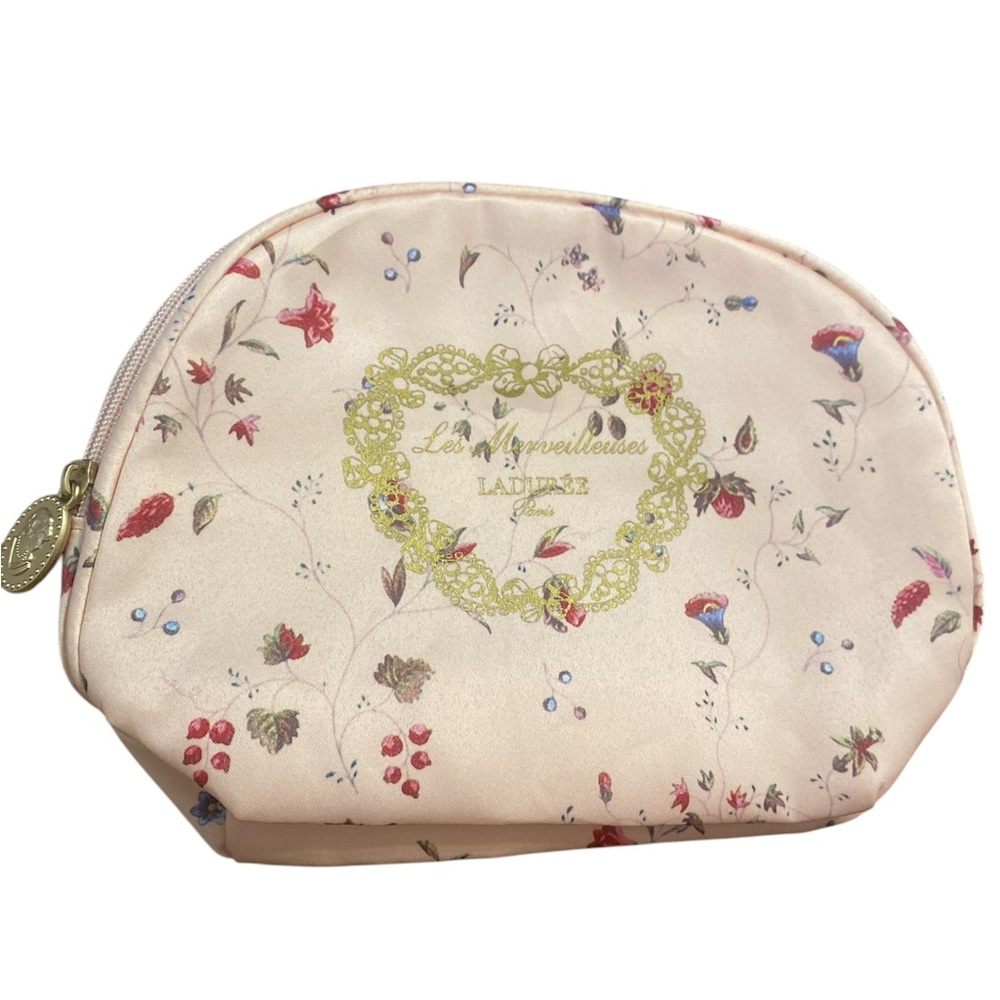 LADUREE pink Floral Cosmetic Pouch